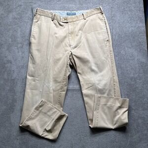 Peter Millar Men's Beige Straight Fit Pants Size 35 Work or Weekend Smart Casual